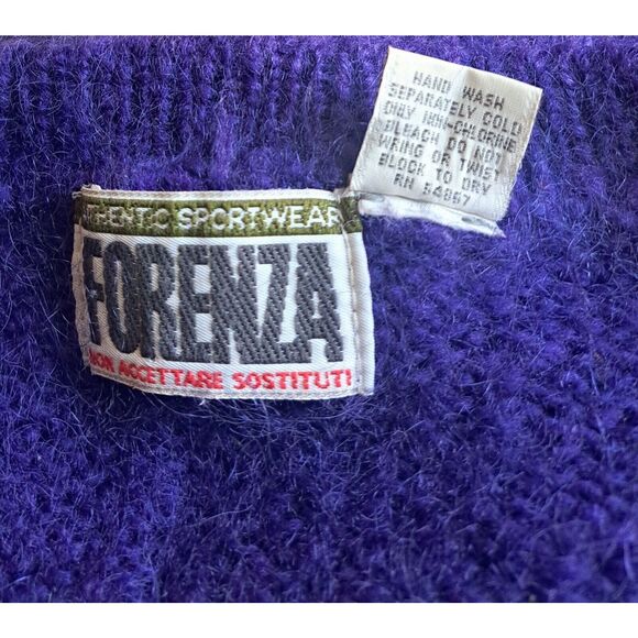 Vtg 90's Forenza Womens Small sweater Mohair Wool Cable purple barbie preppy - Picture 7 of 8